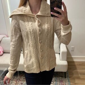 Saturday Sunday by Anthropologie Elegant Cream Cable Knit Cardigan